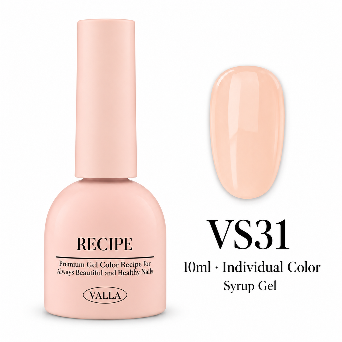 VALLA VS31 syrup gel bottle and color swatch, 10ml individual color