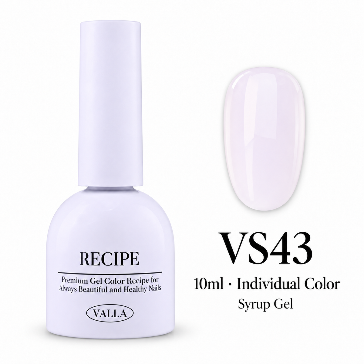 VALLA VS43 syrup gel bottle and color swatch, 10ml individual color