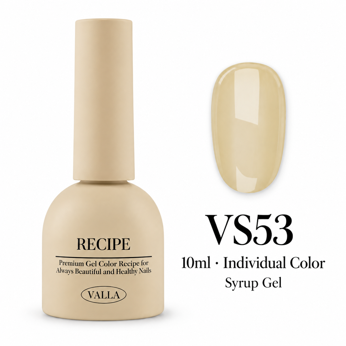 VALLA VS53 syrup gel bottle and color swatch, 10ml individual color