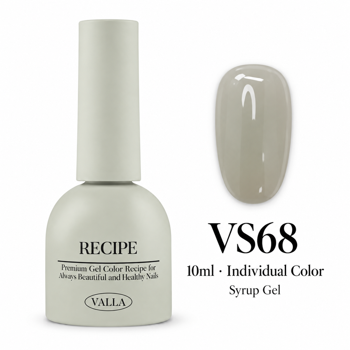 VALLA VS68 syrup gel bottle and color swatch, 10ml individual color