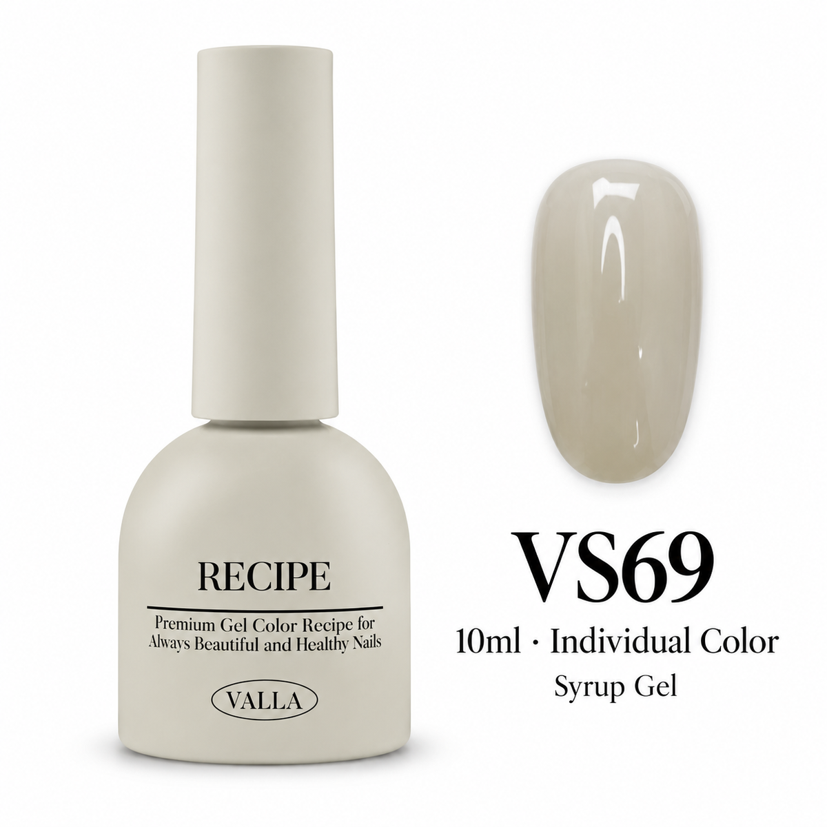 VALLA VS69 syrup gel bottle and color swatch, 10ml individual color