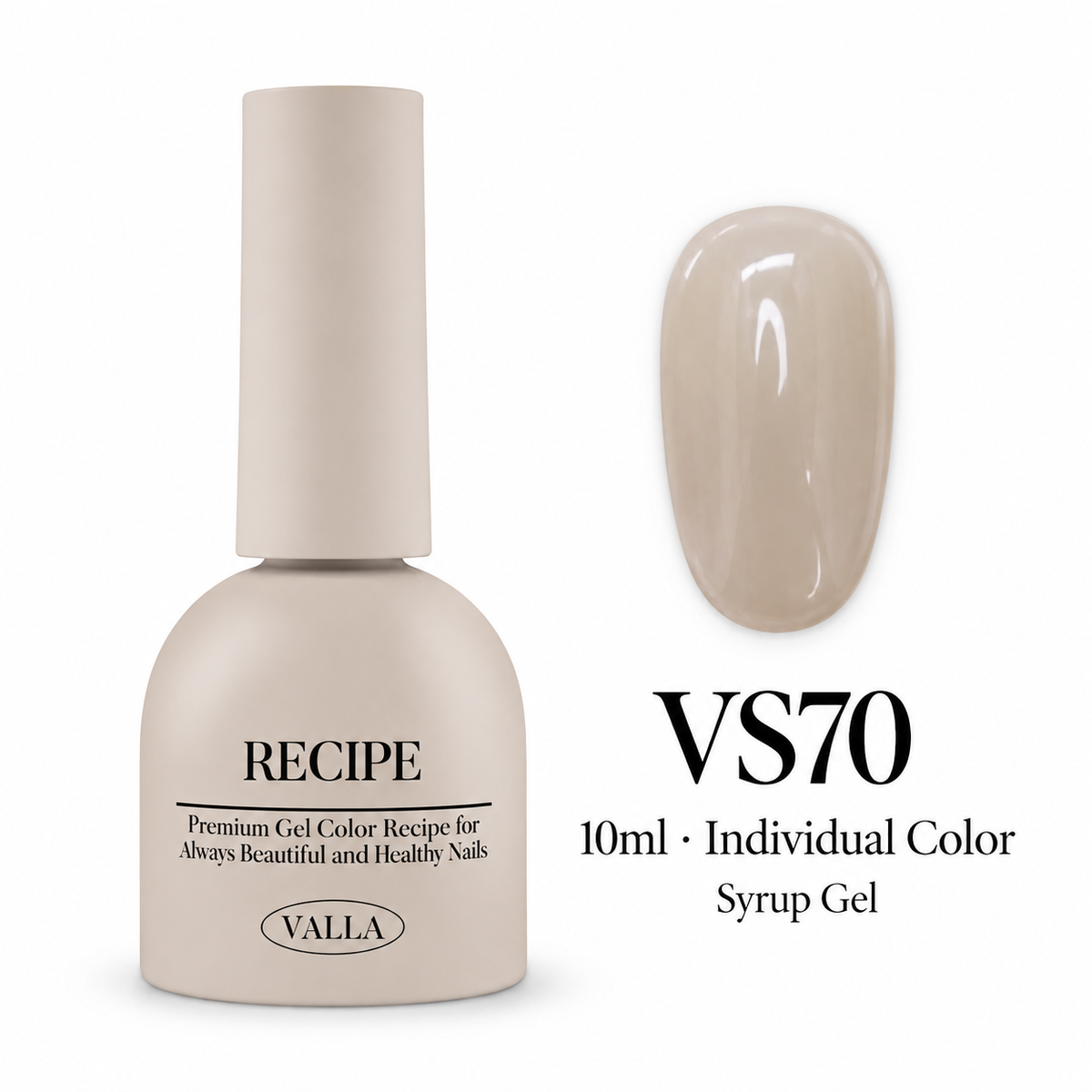 VALLA VS70 syrup gel bottle and color swatch, 10ml individual color