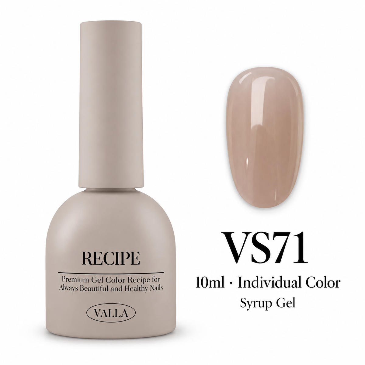 VALLA VS71 syrup gel bottle and color swatch, 10ml individual color