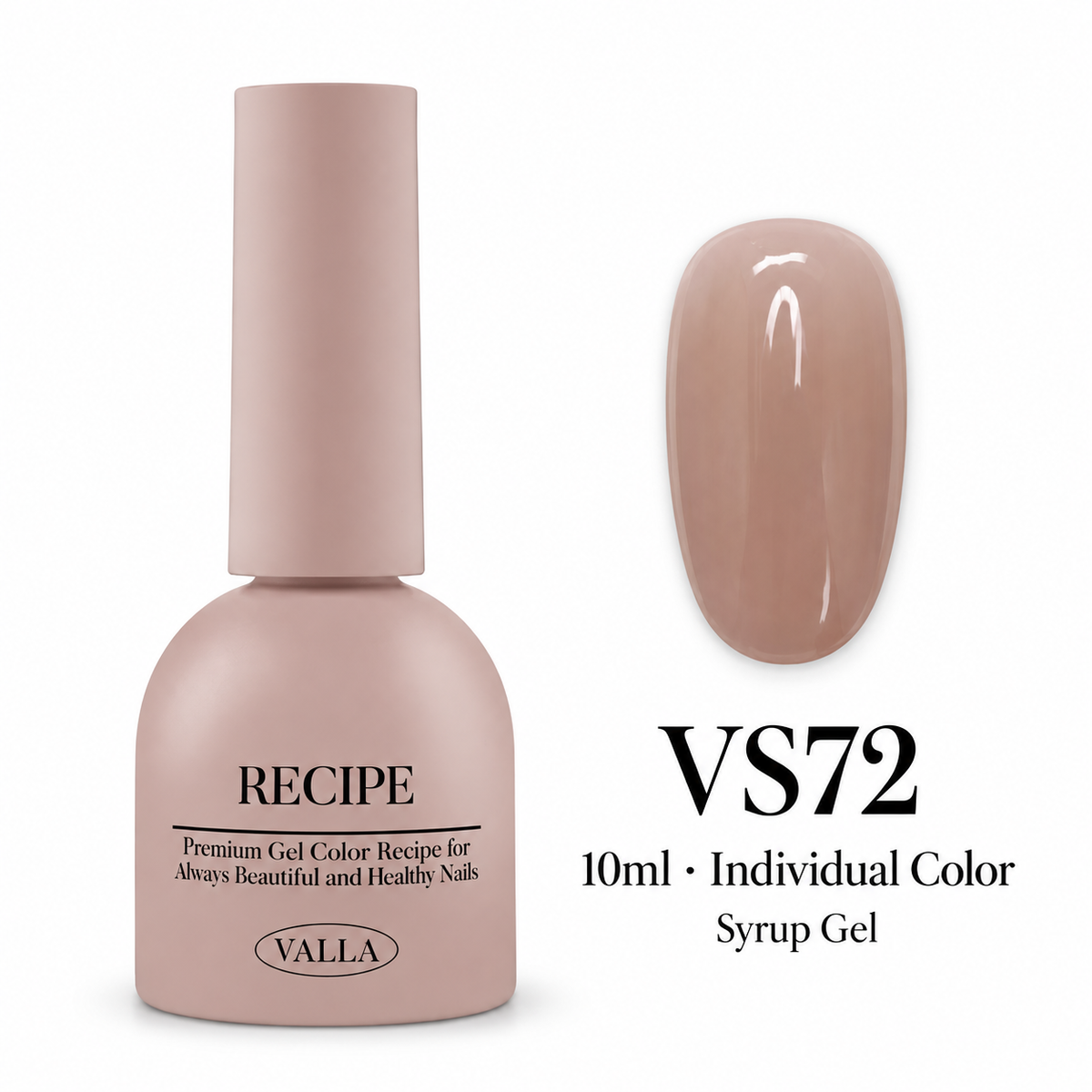 VALLA VS72 syrup gel bottle and color swatch, 10ml individual color
