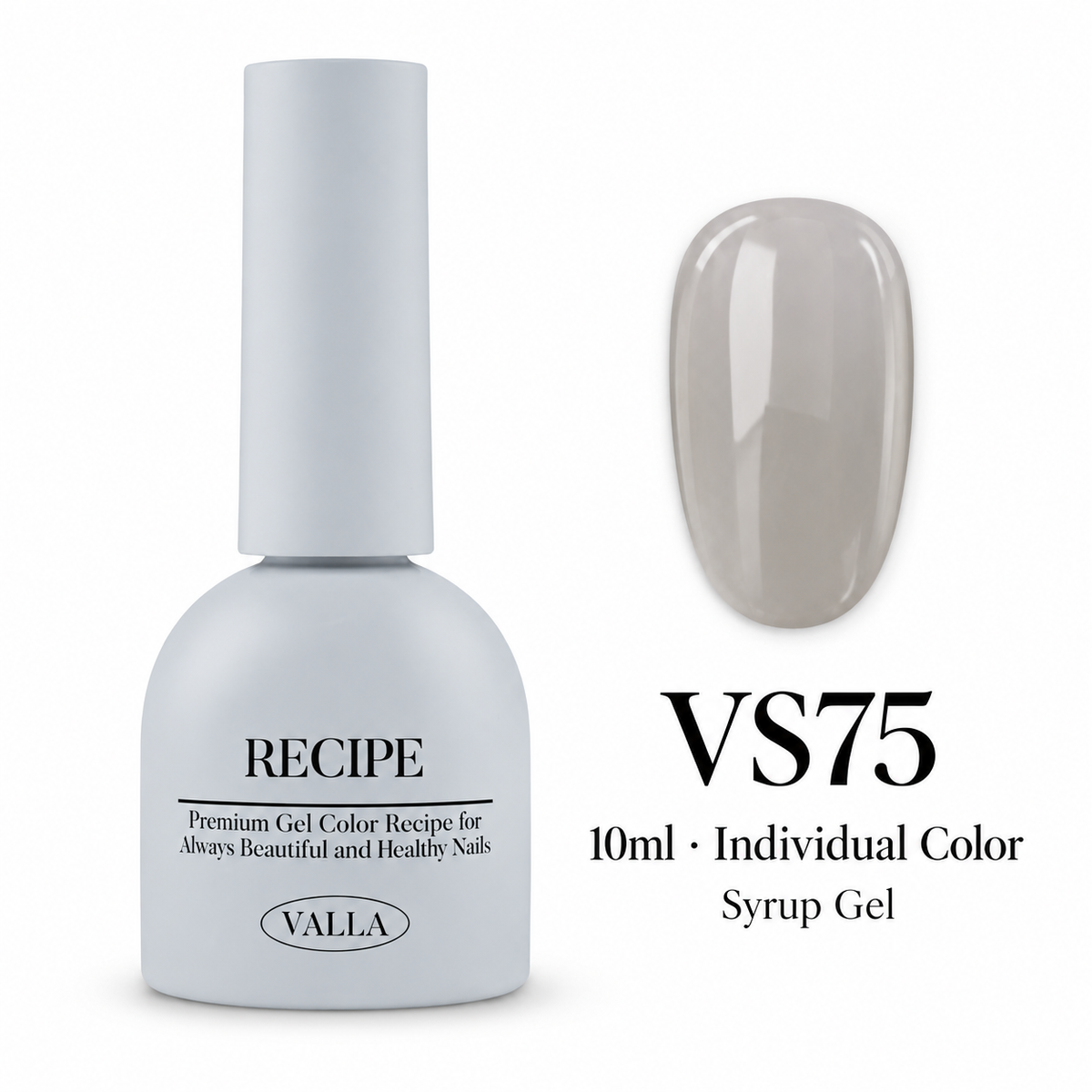 VALLA VS75 syrup gel bottle and color swatch, 10ml individual color