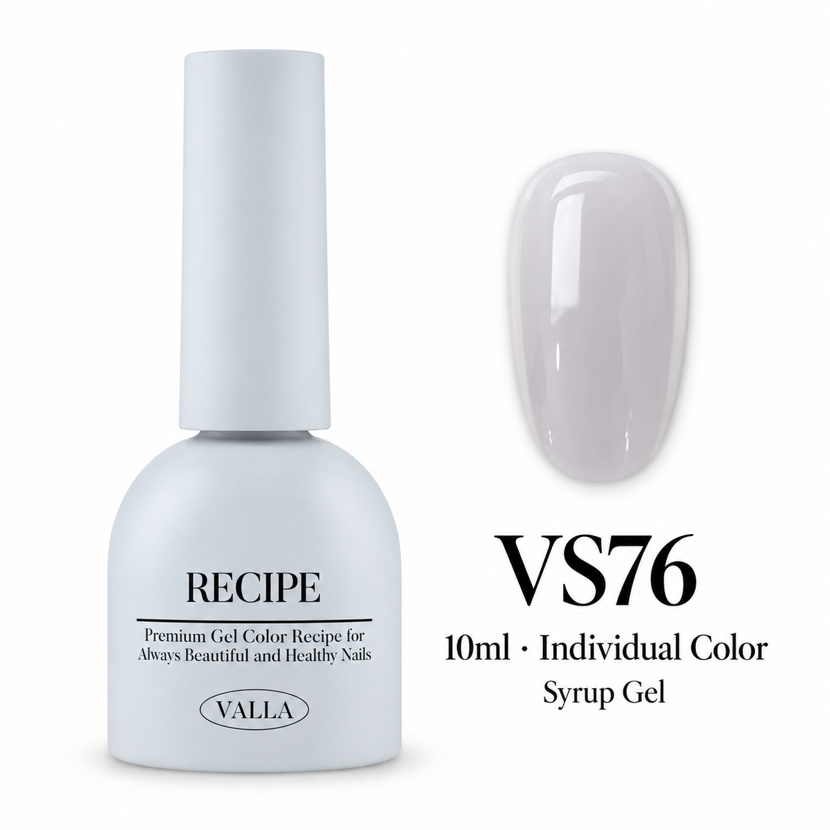 VALLA VS76 syrup gel bottle and color swatch, 10ml individual color