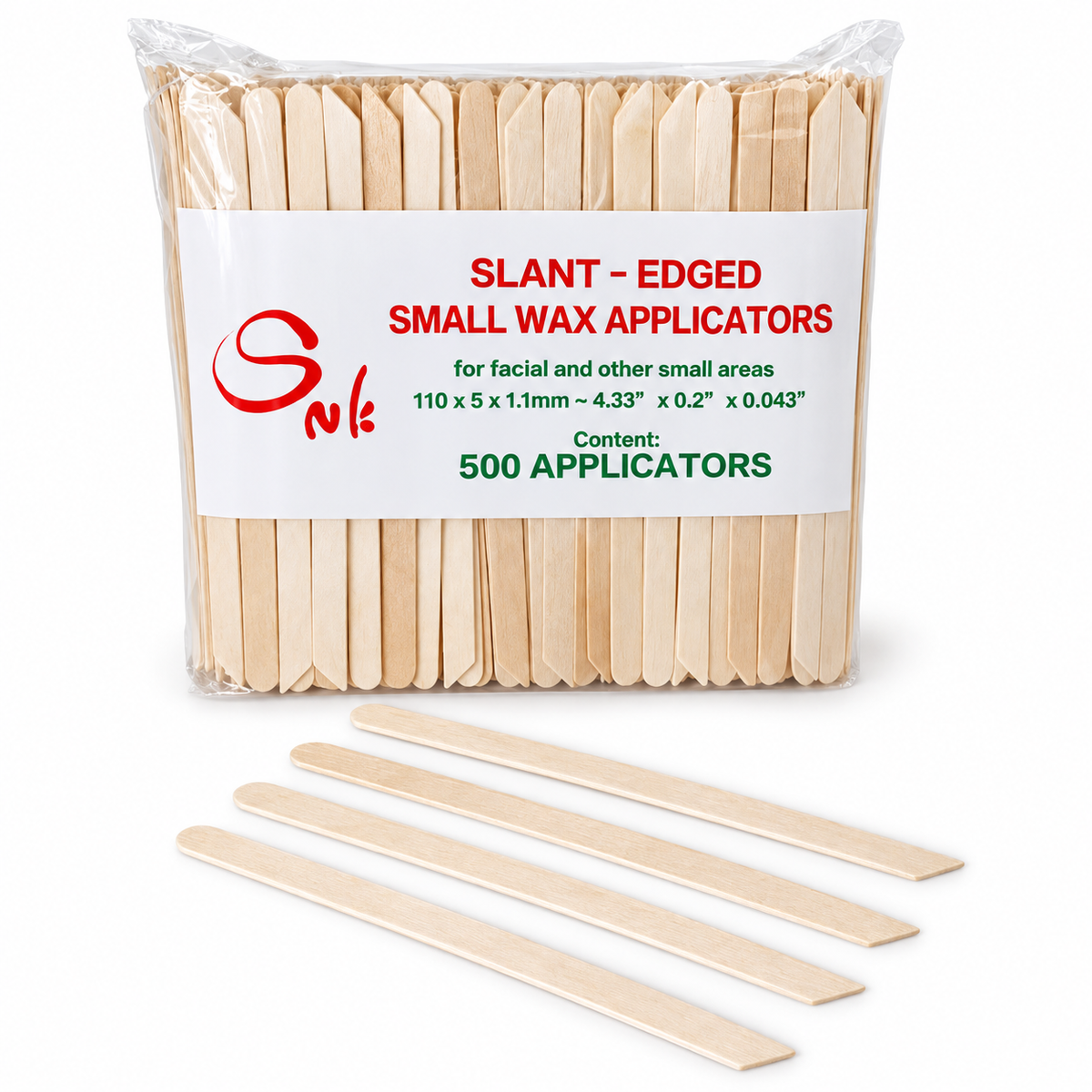 Small - Slant Edge wooden wax applicators, 500-count pack shown