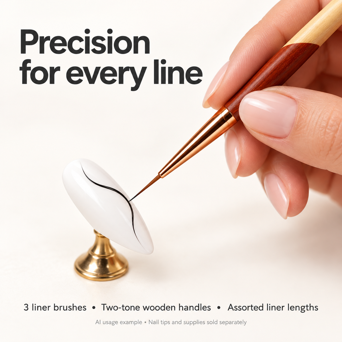 Wooden liner brush painting a fine line — AI usage illustration
