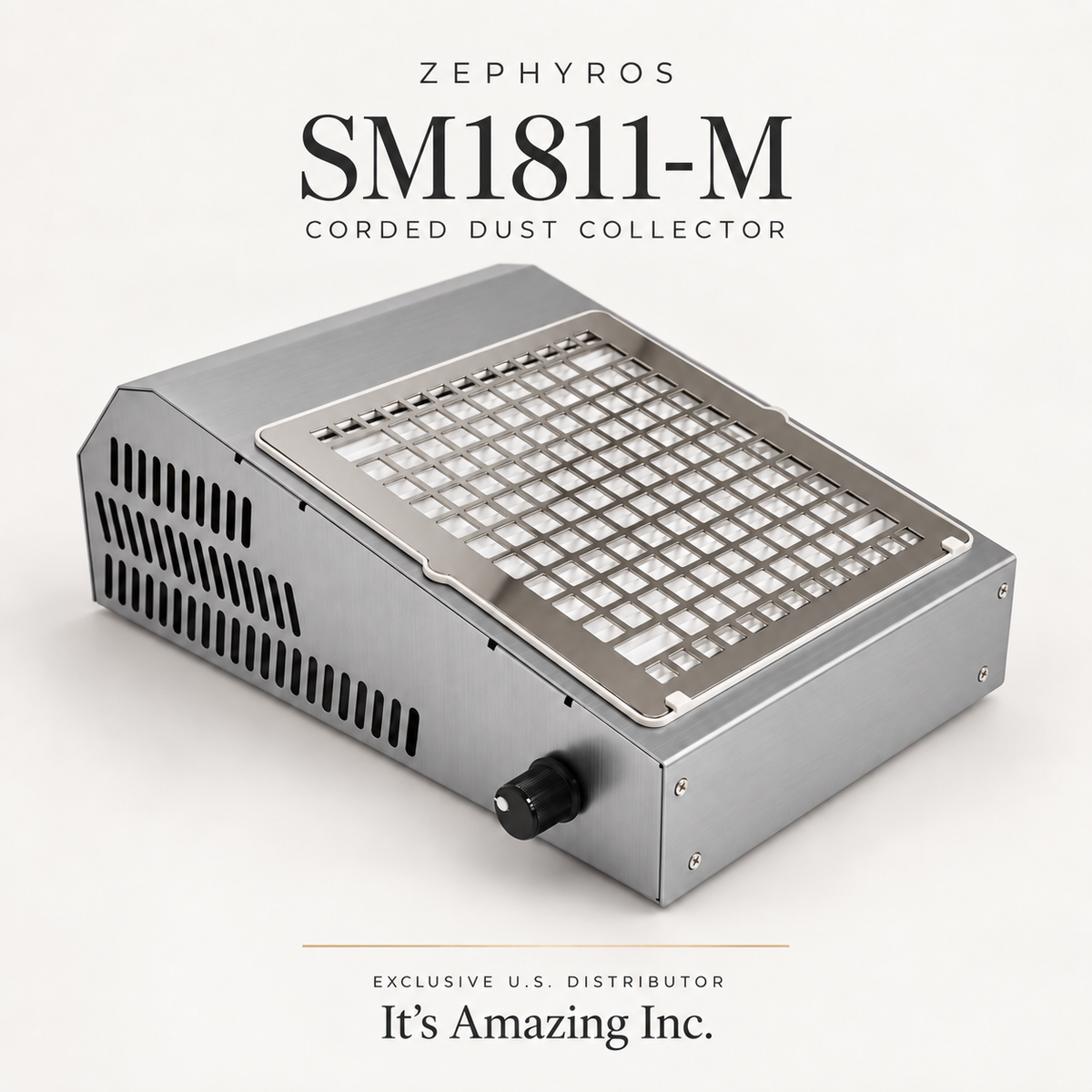 Zephyros SM1811-M corded nail dust collector, silver — It’s Amazing Inc.