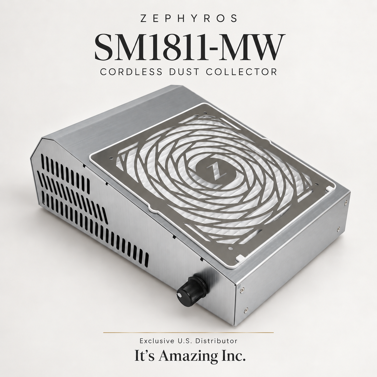 Zephyros SM1811-MW cordless nail dust collector, silver — It’s Amazing Inc.